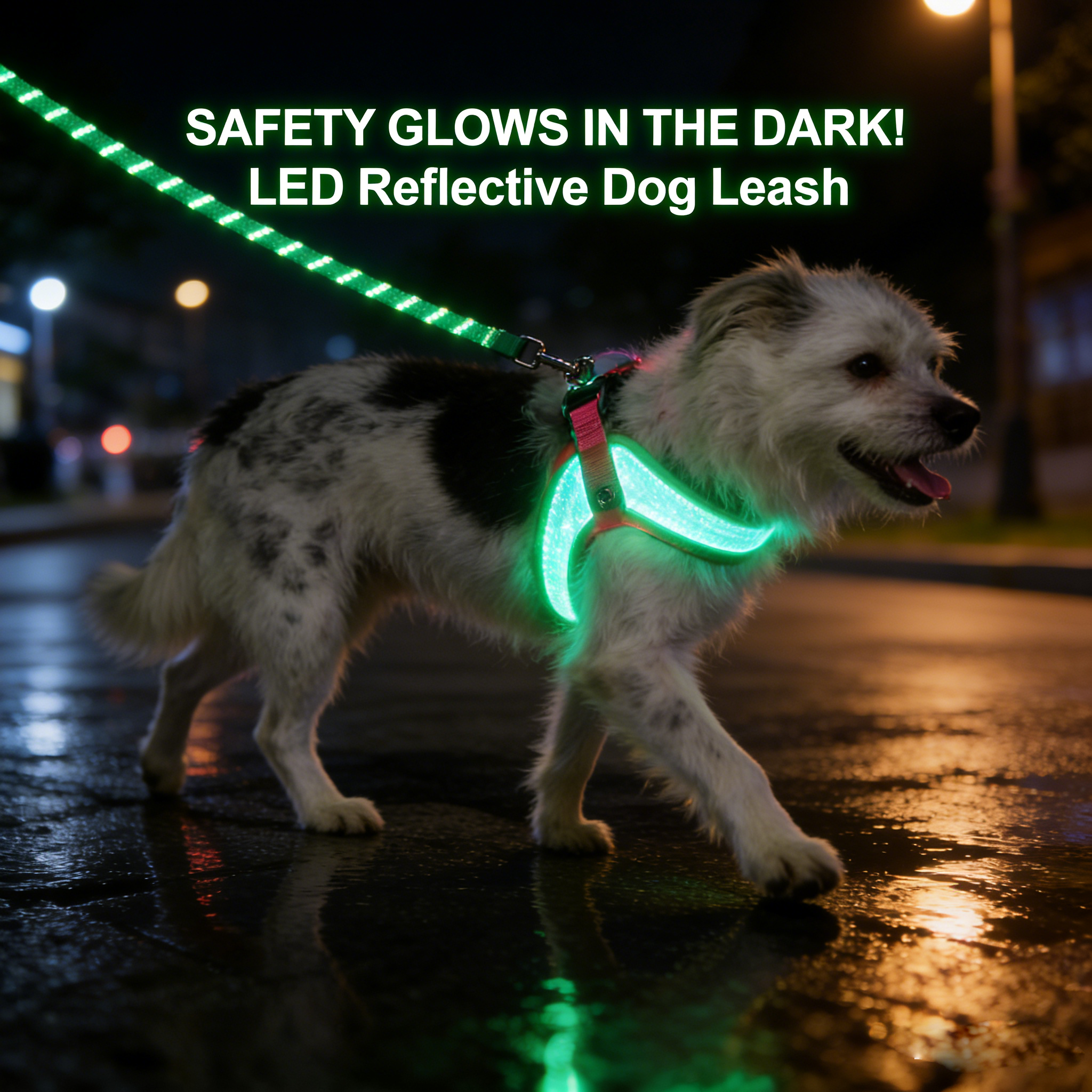 LED Dog Leash No Waves, No Heat, Just Light Night Walks Shouldn’t Be Dangerous.